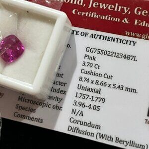 Beautiful hot pink 3.7 Carat Cushion Cut Natural RUBY - LOOSE STONE